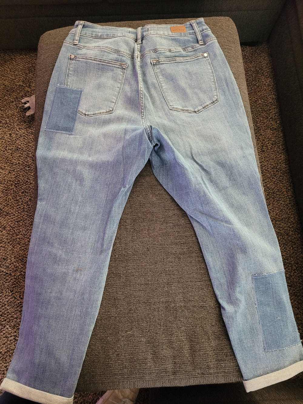 Judy Blue Light & Dark Blue Patchwork Boyfriend Jeans - Picture 2 of 3